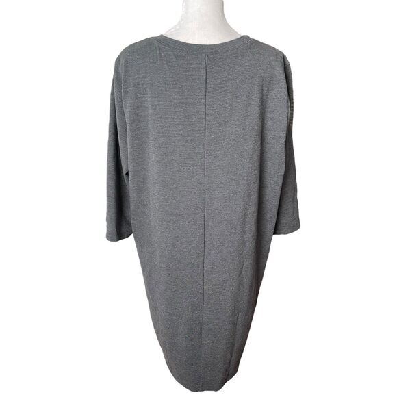 Old Navy Large Shift Dress Gray Stripe 3/4 Sleeve Career Knit Boxy - Picture 8 of 9